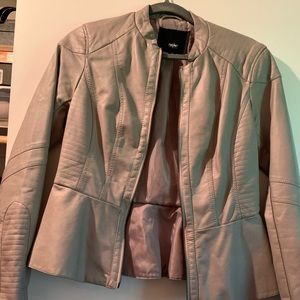 Pleather peplum style biker jacket.